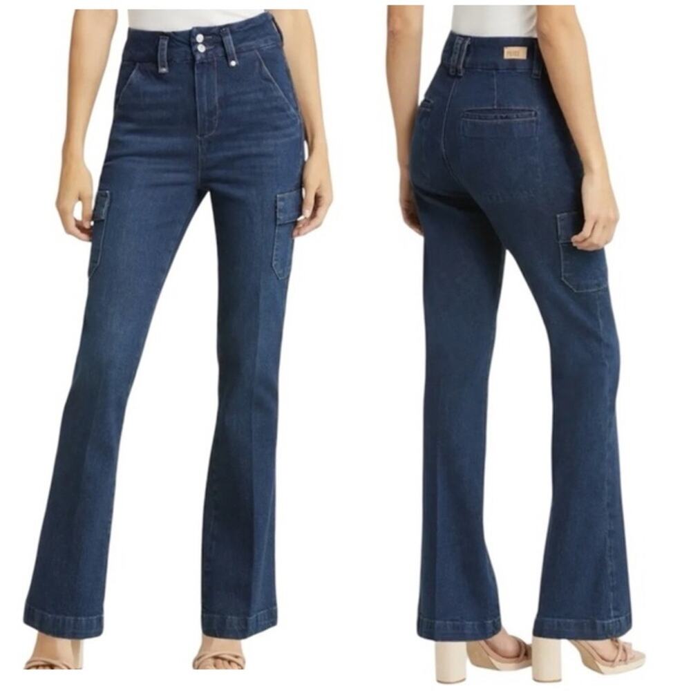 NWT Paige Cargo Pockets Gracie‎ Lou Stretch Denim Jeans Dark Wash W27